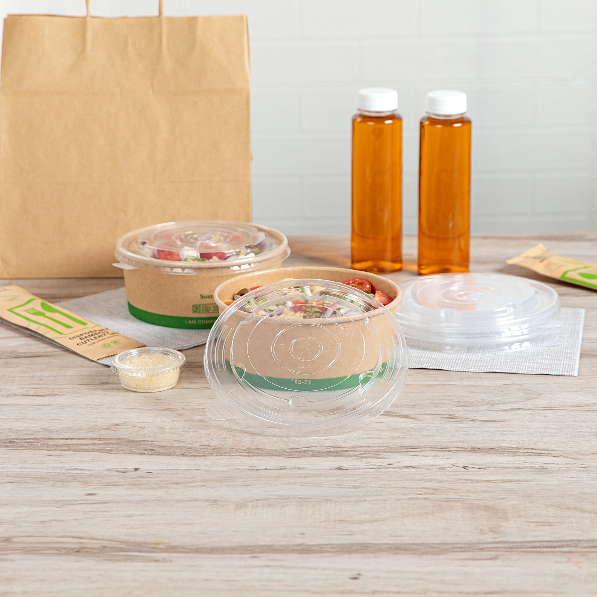 Sustain Round Clear Plastic Lid - Fits 37 & 44 oz Take Out Container - 200 count box