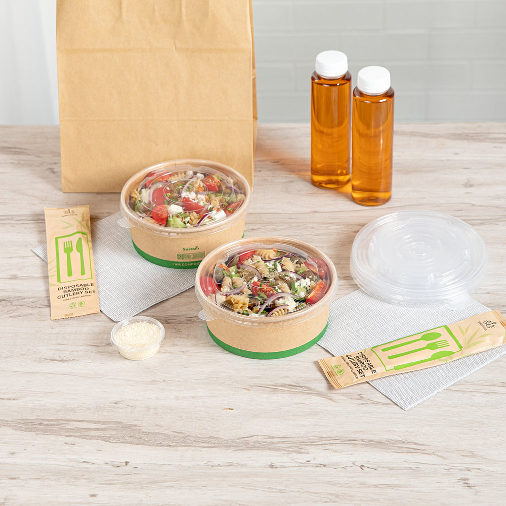 Sustain Round Clear Plastic Lid - Fits 37 & 44 oz Take Out Container - 200 count box
