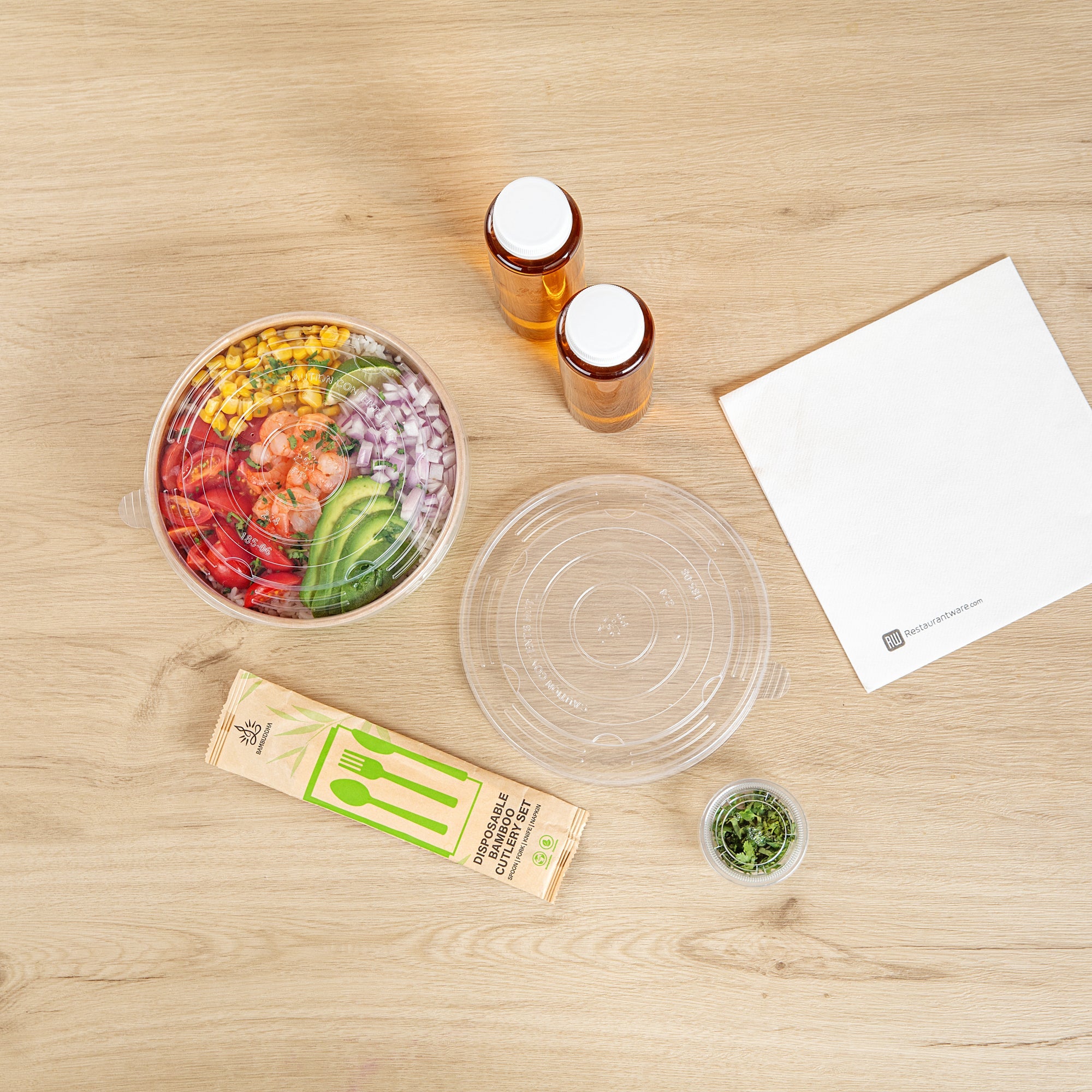 Sustain Round Clear Plastic Lid - Fits 50 oz Take Out Container - 50 count box