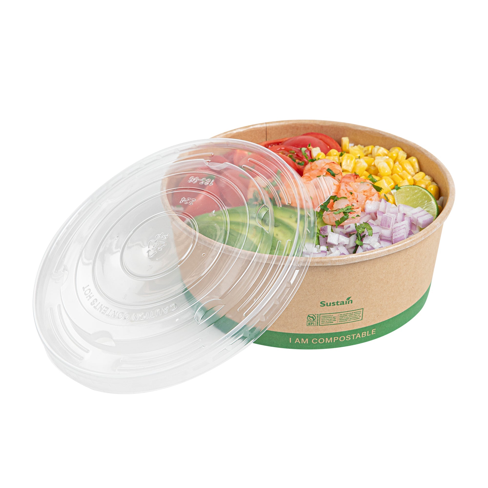 Sustain Round Clear Plastic Lid - Fits 50 oz Take Out Container - 200 count box