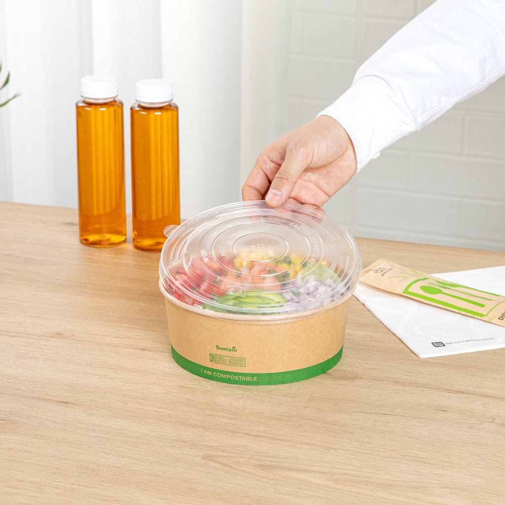 Sustain Round Clear Plastic Lid - Fits 50 oz Take Out Container - 200 count box