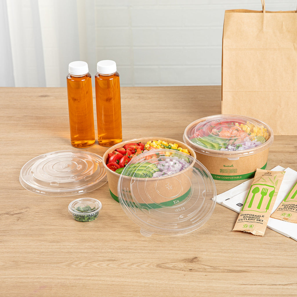 Sustain Round Clear Plastic Lid - Fits 50 oz Take Out Container - 200 count box