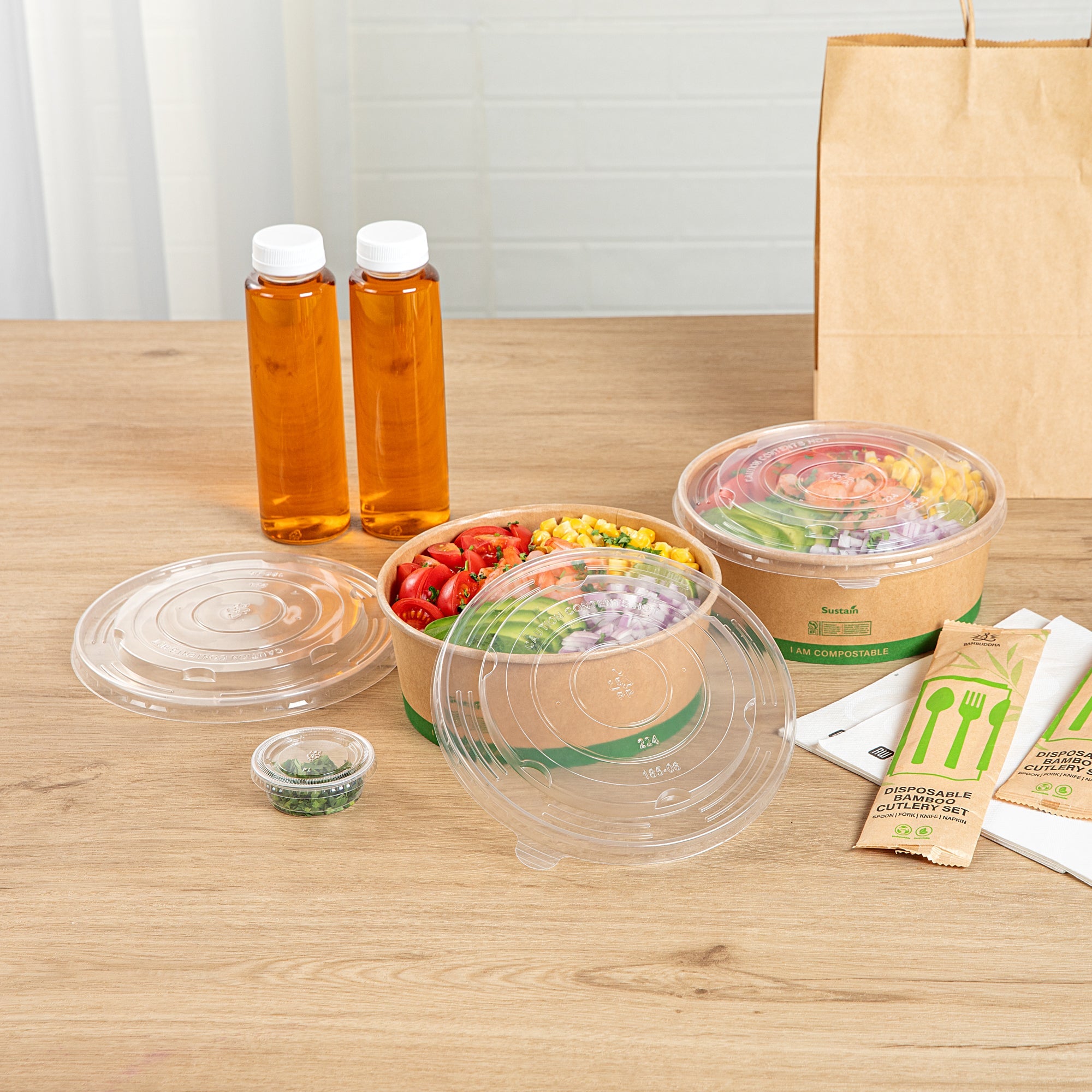 Sustain Round Clear Plastic Lid - Fits 50 oz Take Out Container - 200 count box