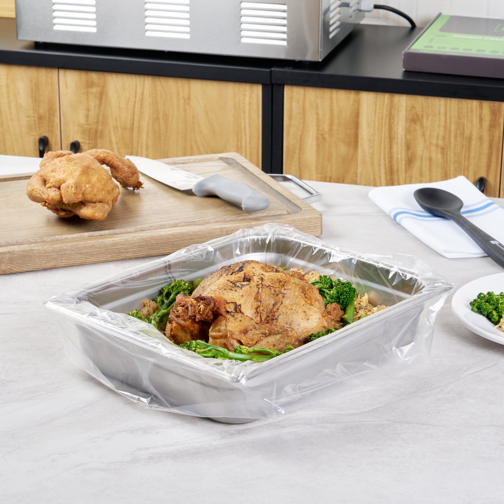 Fresh Hero Nylon Half Size Shallow Steam Table Pan Liner - 2.5" Depth - 23" x 11" - 100 count box