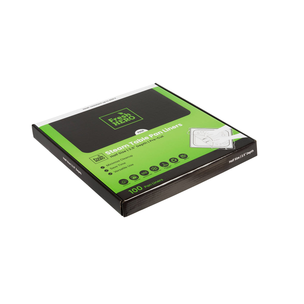 Fresh Hero Nylon Half Size Shallow Steam Table Pan Liner - 2.5" Depth - 23" x 11" - 100 count box