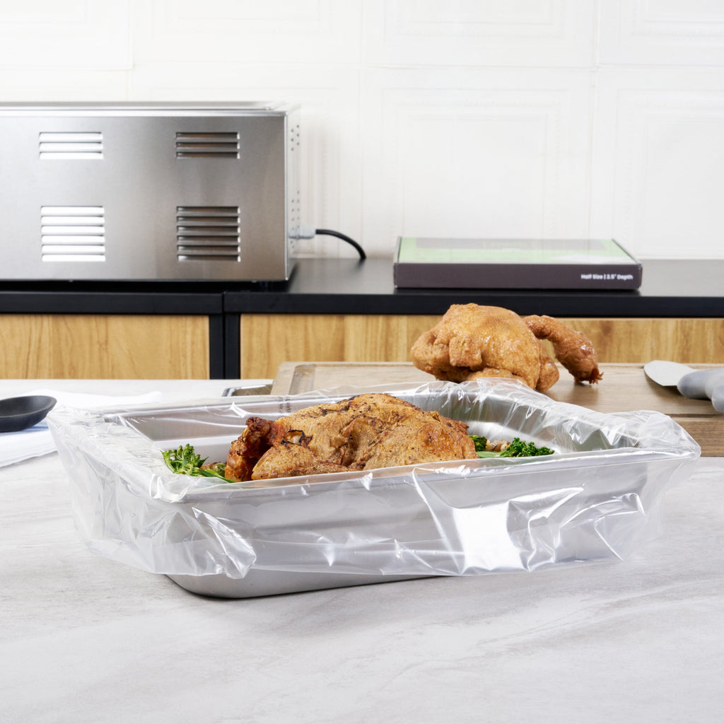 Fresh Hero Nylon Half Size Shallow Steam Table Pan Liner - 2.5" Depth - 23" x 11" - 100 count box