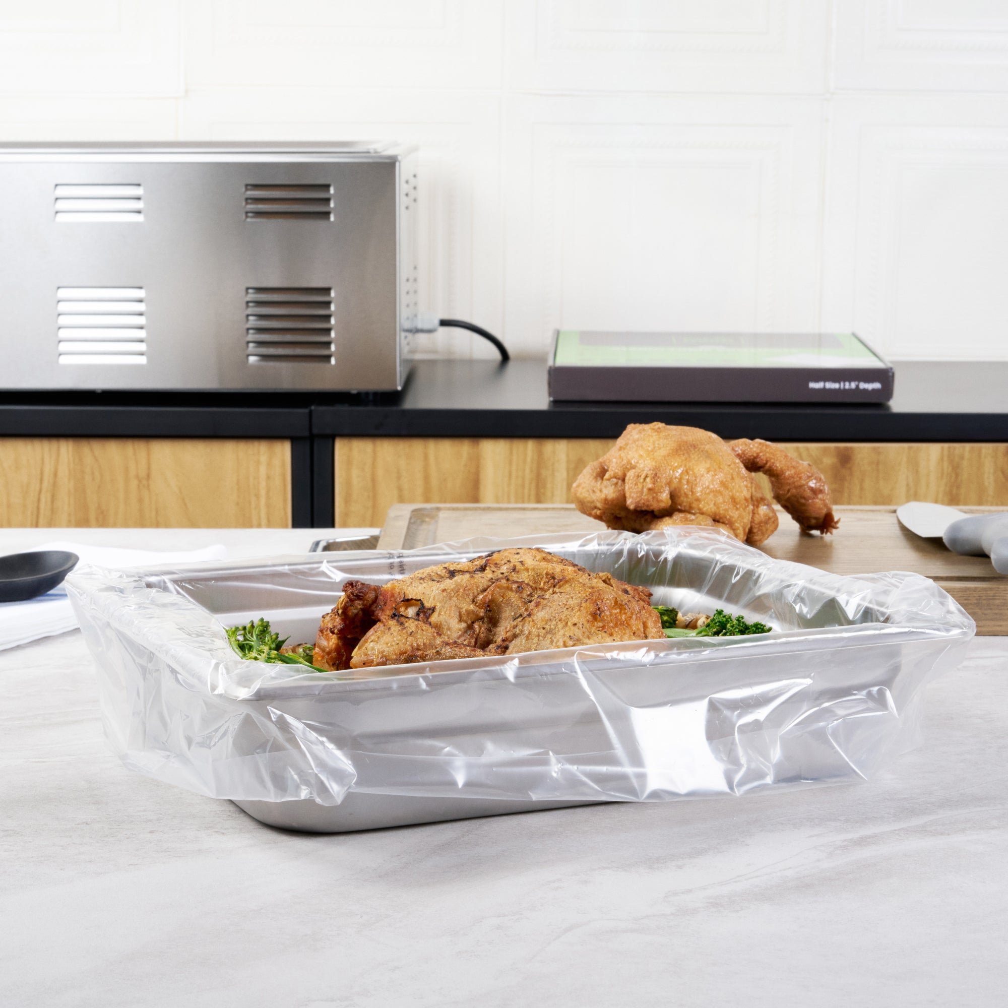 Fresh Hero Nylon Half Size Shallow Steam Table Pan Liner - 2.5" Depth - 23" x 11" - 100 count box