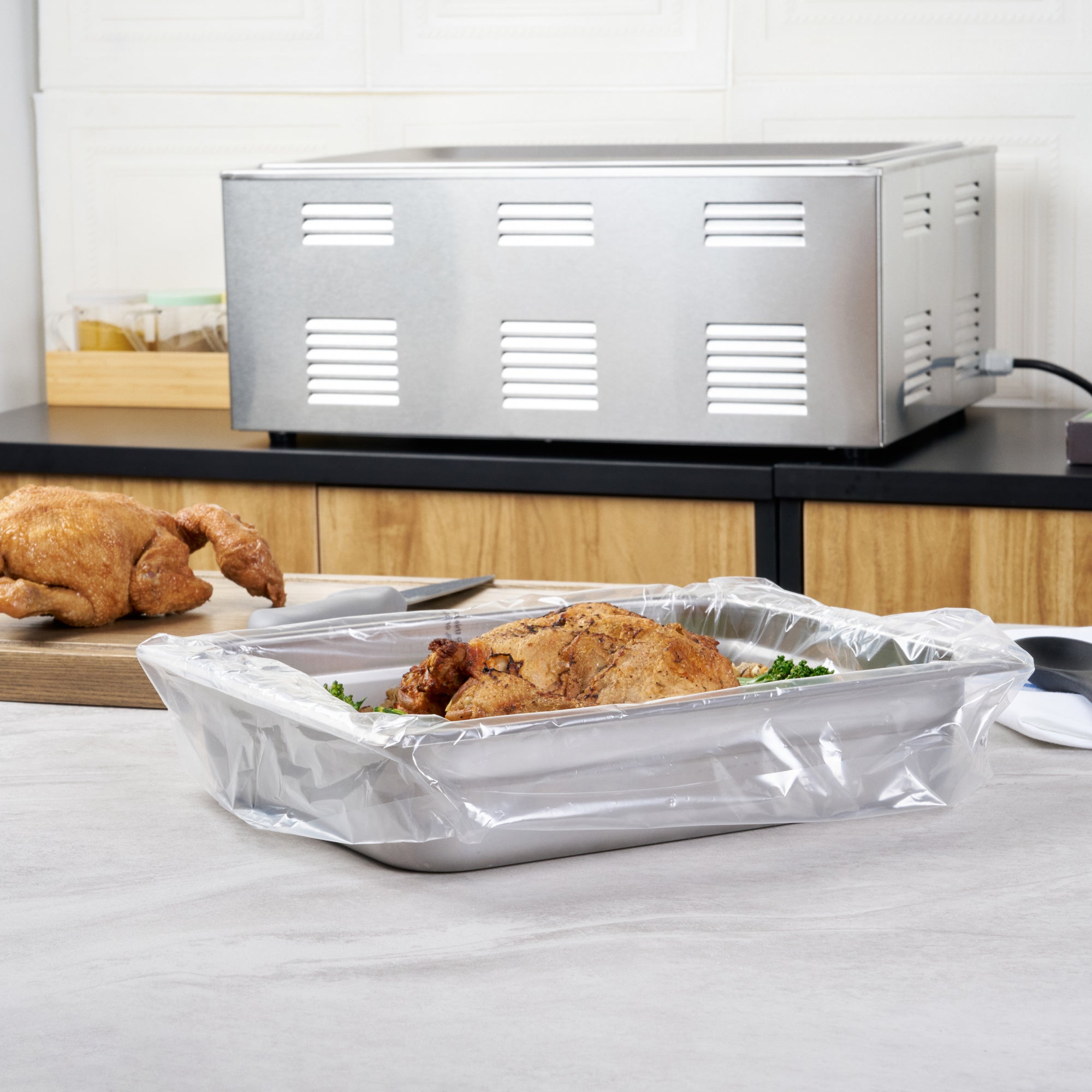 Fresh Hero Nylon Half Size Shallow Steam Table Pan Liner - 2.5" Depth - 23" x 11" - 100 count box