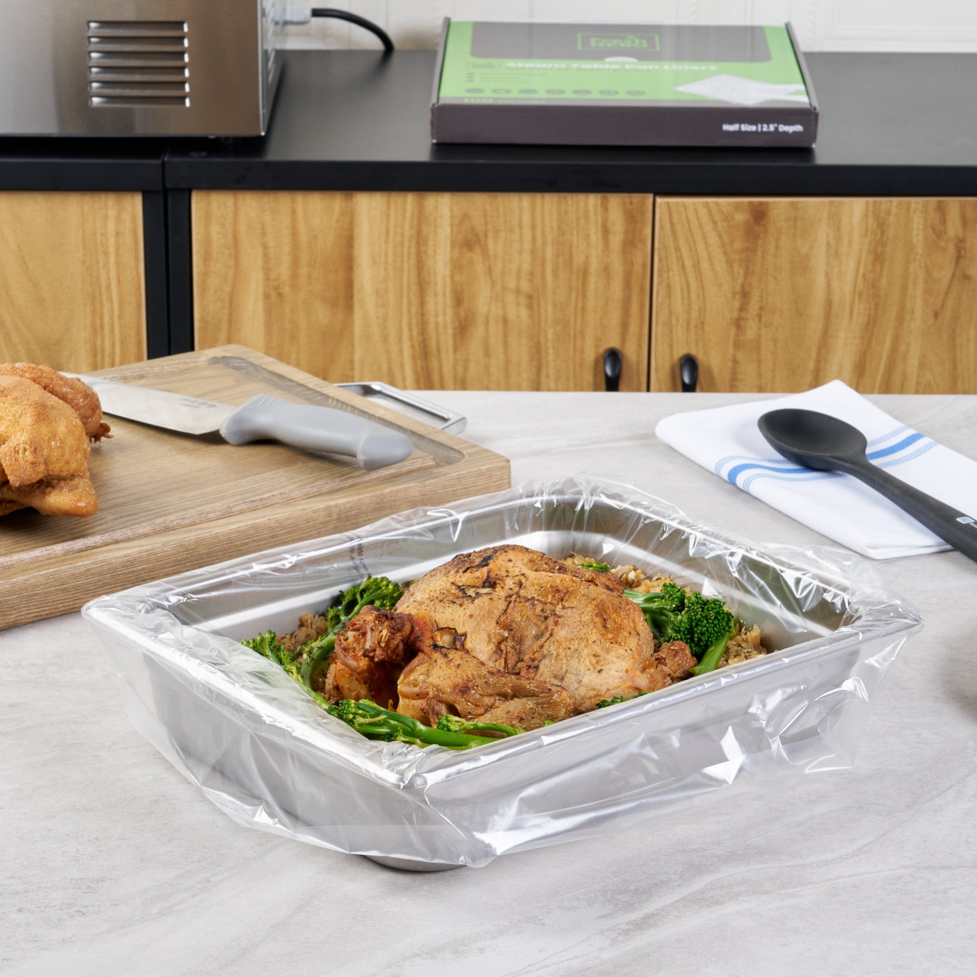 Fresh Hero Nylon Half Size Shallow Steam Table Pan Liner - 2.5" Depth - 23" x 11" - 100 count box