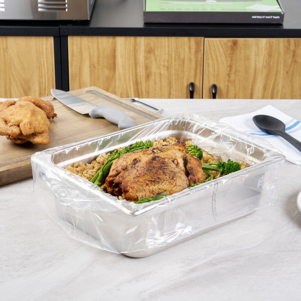 Fresh Hero Nylon Half Size Steam Table Pan Liner - 4" and 6" Depth - 23" x 14" - 100 count box