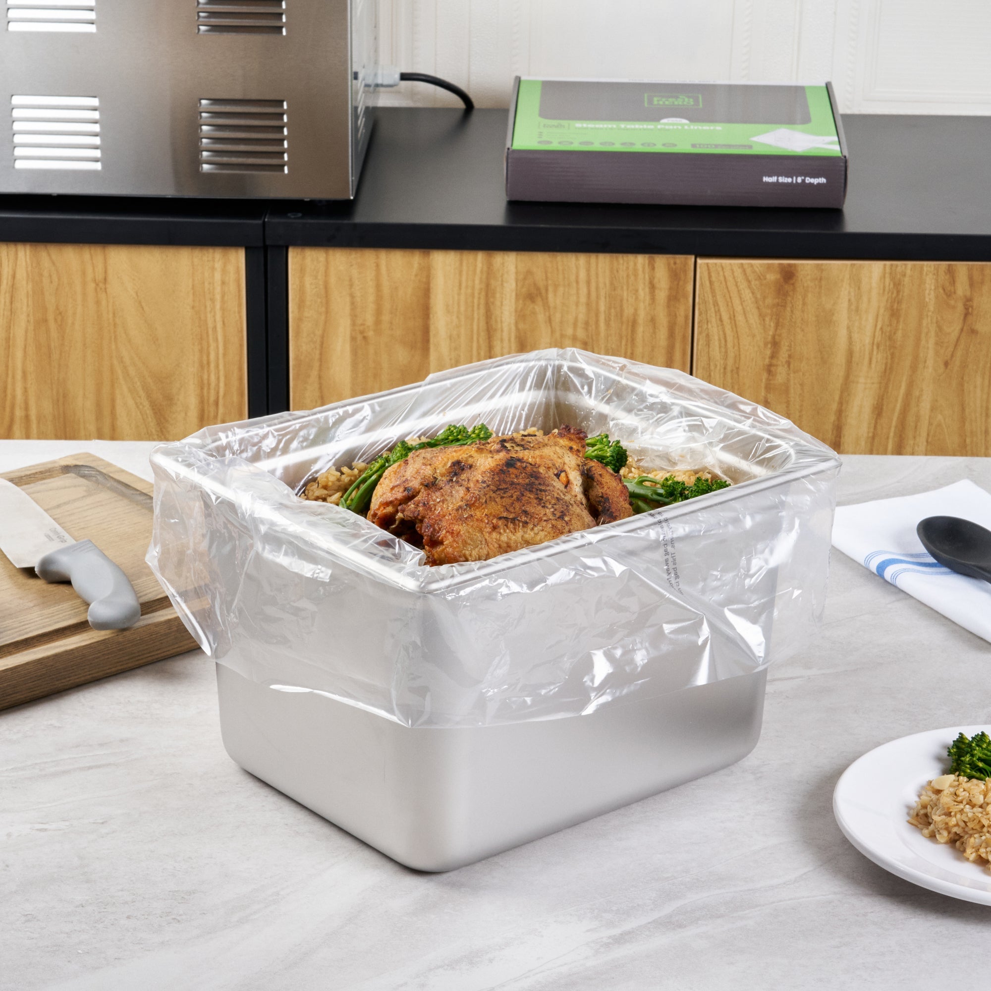 Fresh Hero Nylon Half Size Steam Table Pan Liner - 8" Depth - 23" x 18" - 100 count box