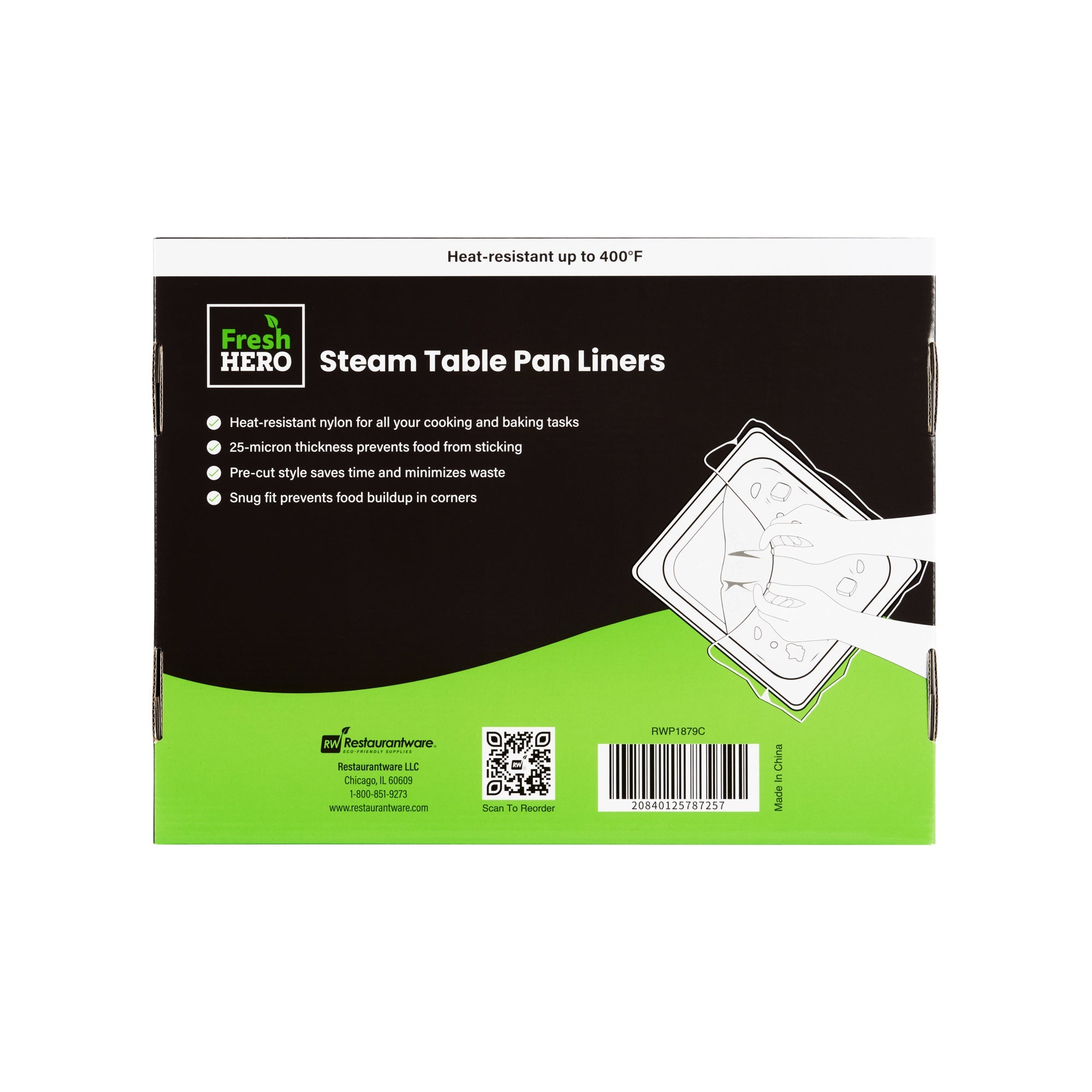 Fresh Hero Nylon Half Size Long Steam Table Pan Liner - 2.5" Depth - 27" x 10" - 100 count box