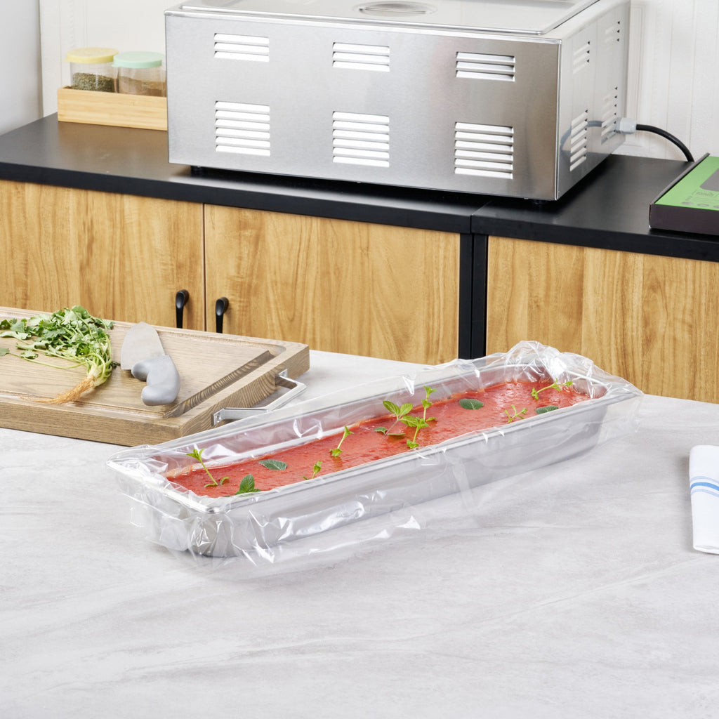 Fresh Hero Nylon Half Size Long Steam Table Pan Liner - 2.5" Depth - 27" x 10" - 100 count box