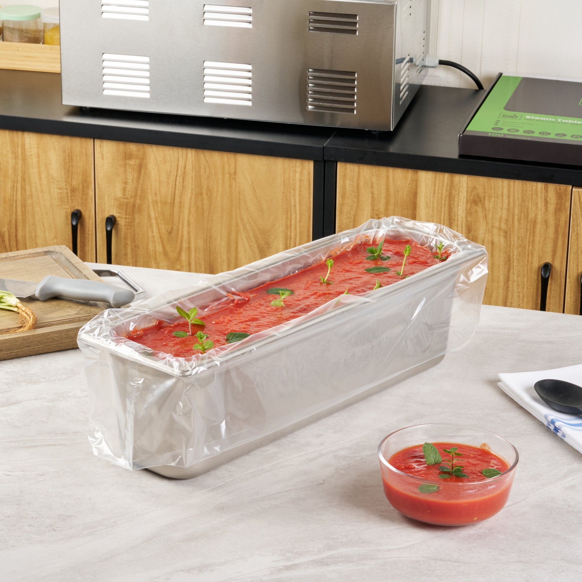 Fresh Hero Nylon Half Size Long Steam Table Pan Liner - 6" Depth - 27" x 14" - 100 count box