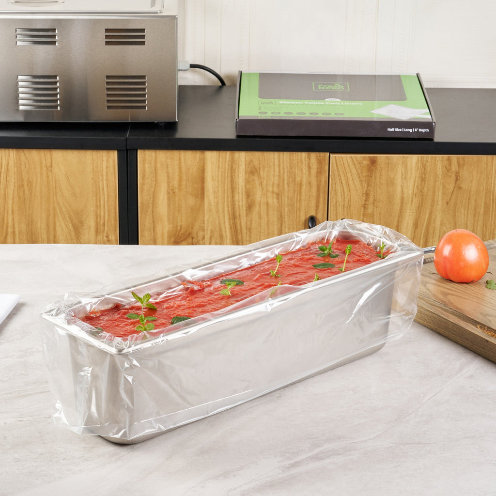 Fresh Hero Nylon Half Size Long Steam Table Pan Liner - 6" Depth - 27" x 14" - 100 count box