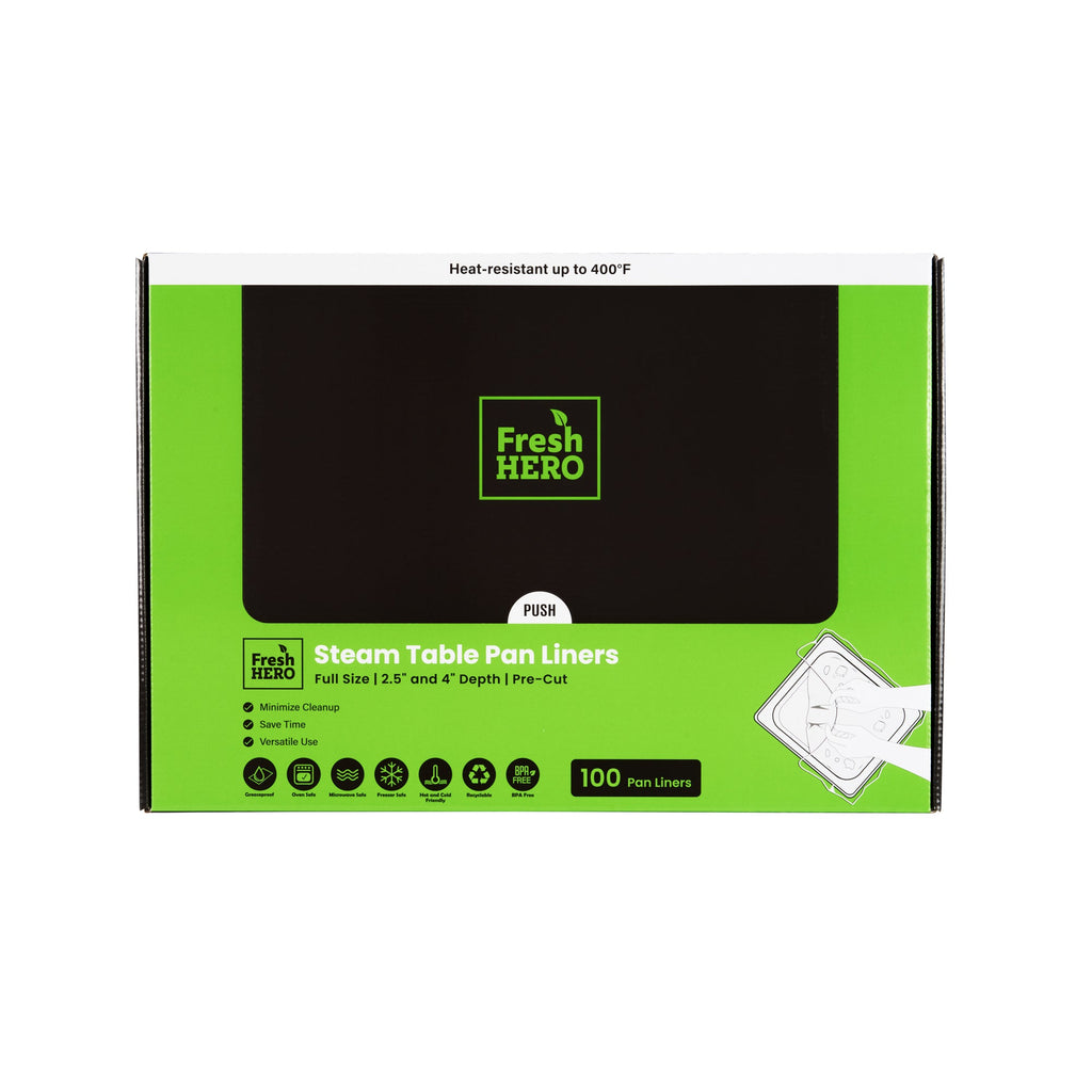 Fresh Hero Nylon Full Size Steam Table Pan Liner - 2.5" and 4" Depth - 34" x 12" - 100 count box