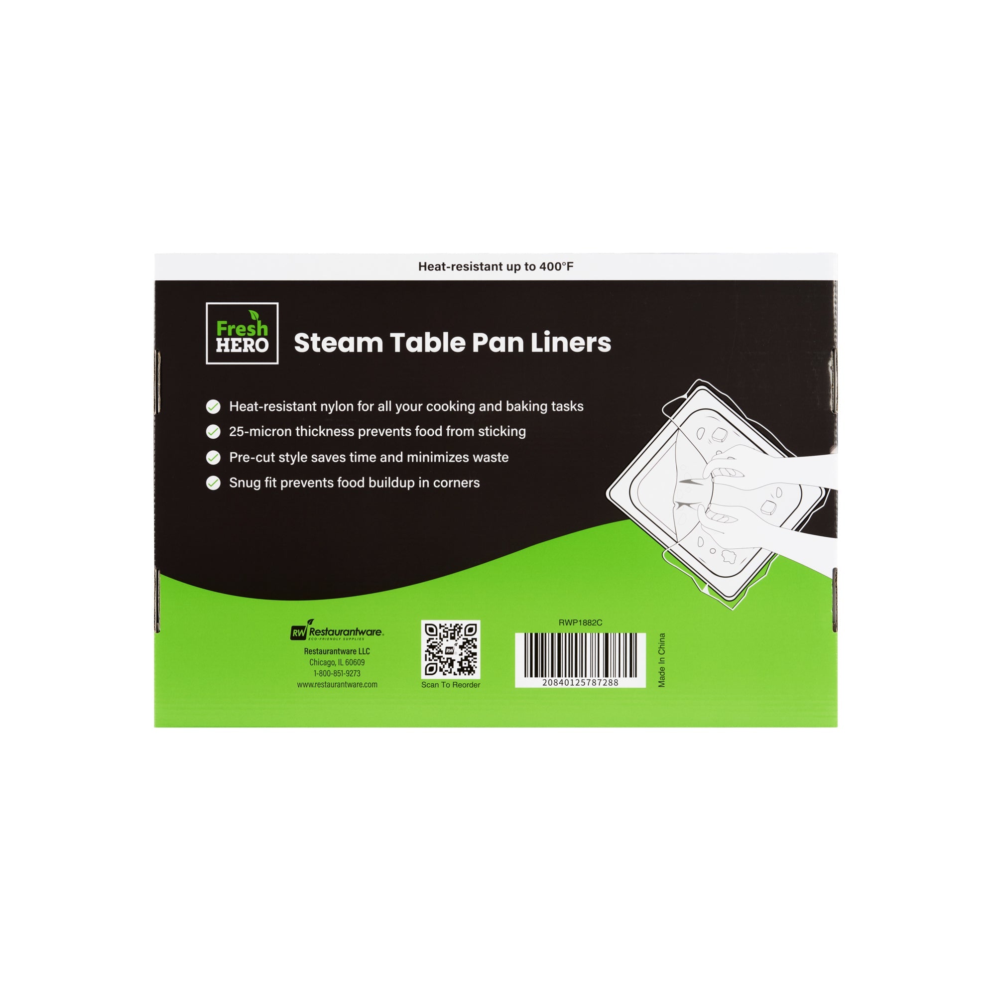 Fresh Hero Nylon Full Size Steam Table Pan Liner - 2.5" and 4" Depth - 34" x 12" - 100 count box