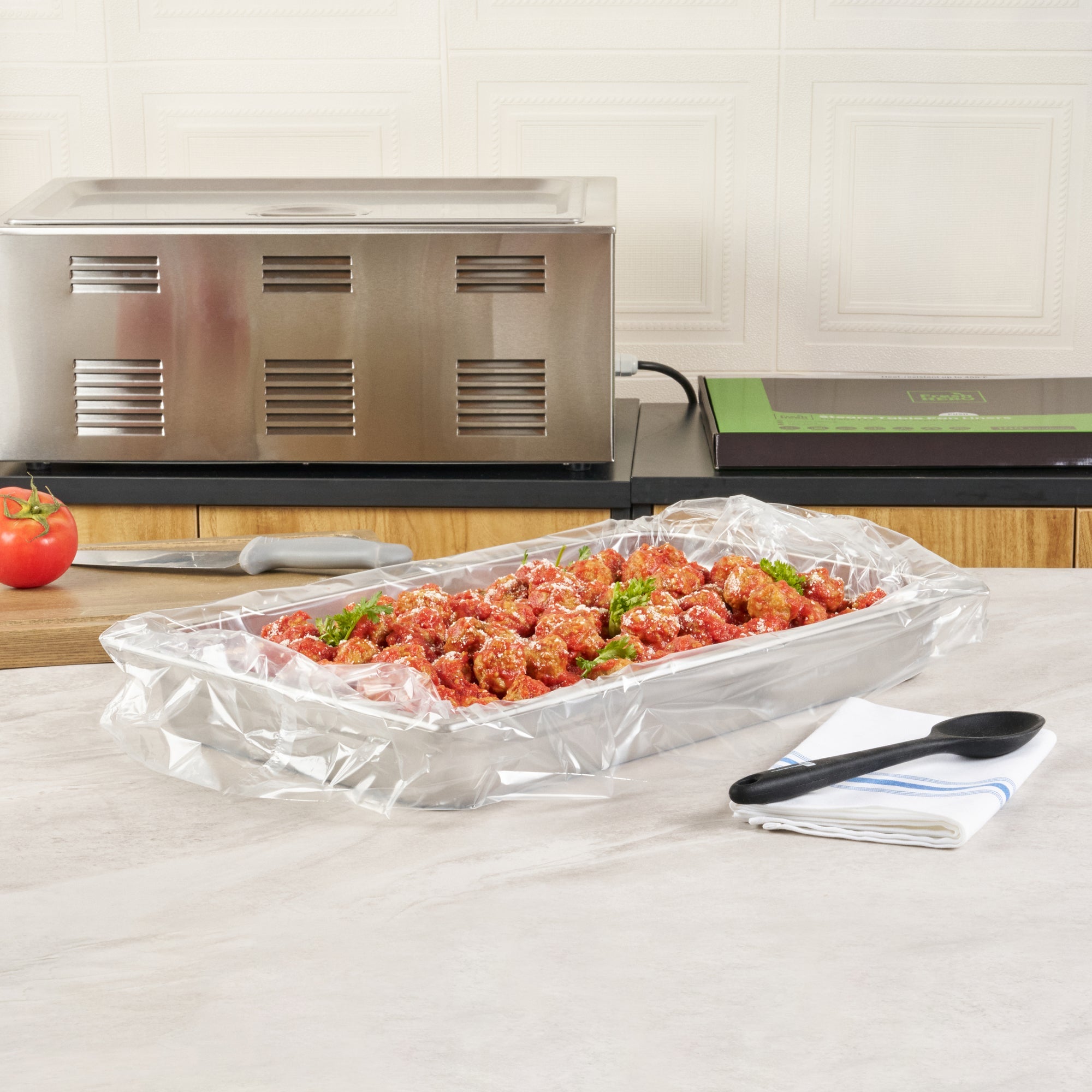Fresh Hero Nylon Full Size Steam Table Pan Liner - 2.5" and 4" Depth - 34" x 12" - 100 count box