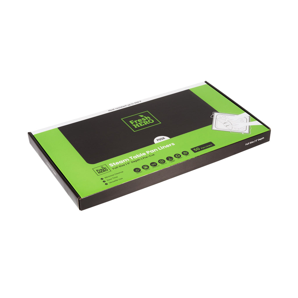 Fresh Hero Nylon Full Size Steam Table Pan Liner - 6" Depth - 34" x 18" - 50 count box