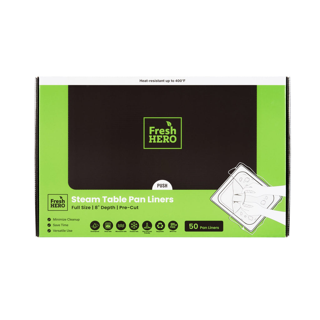 Fresh Hero Nylon Full Size Steam Table Pan Liner - 8" Depth - 34" x 22" - 50 count box