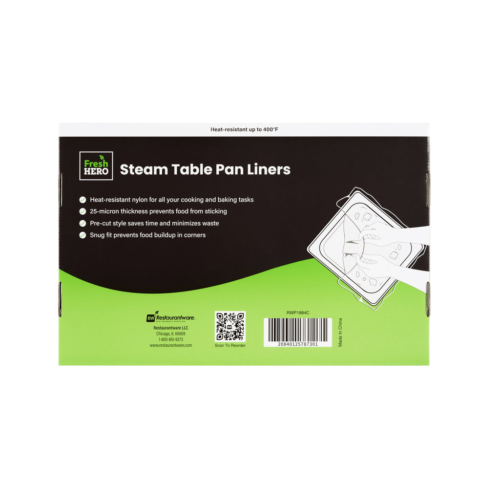 Fresh Hero Nylon Full Size Steam Table Pan Liner - 8" Depth - 34" x 22" - 50 count box