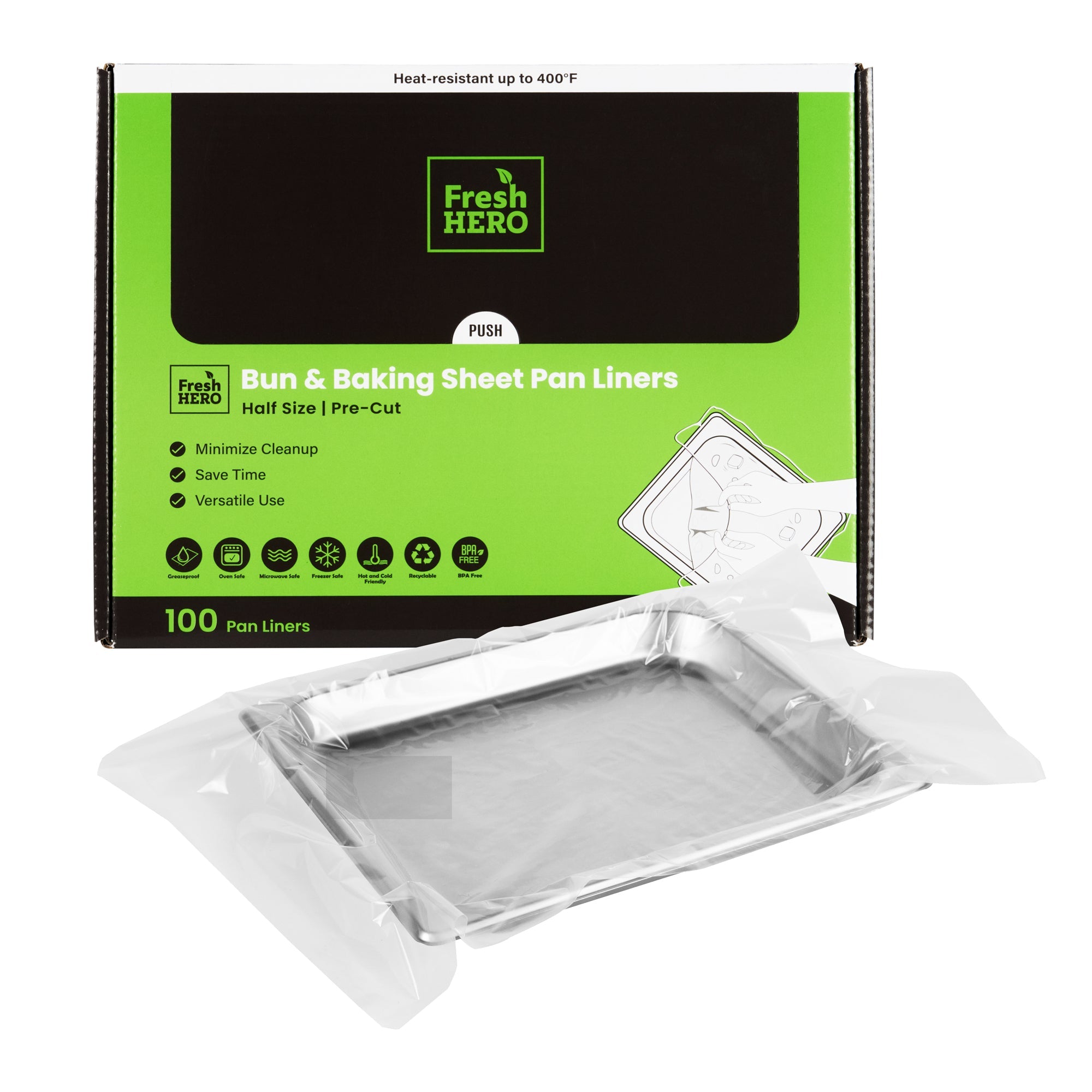Fresh Hero Nylon Half Size Bun / Baking Sheet Pan Liner - 14 1/4" x 19" - 100 count box