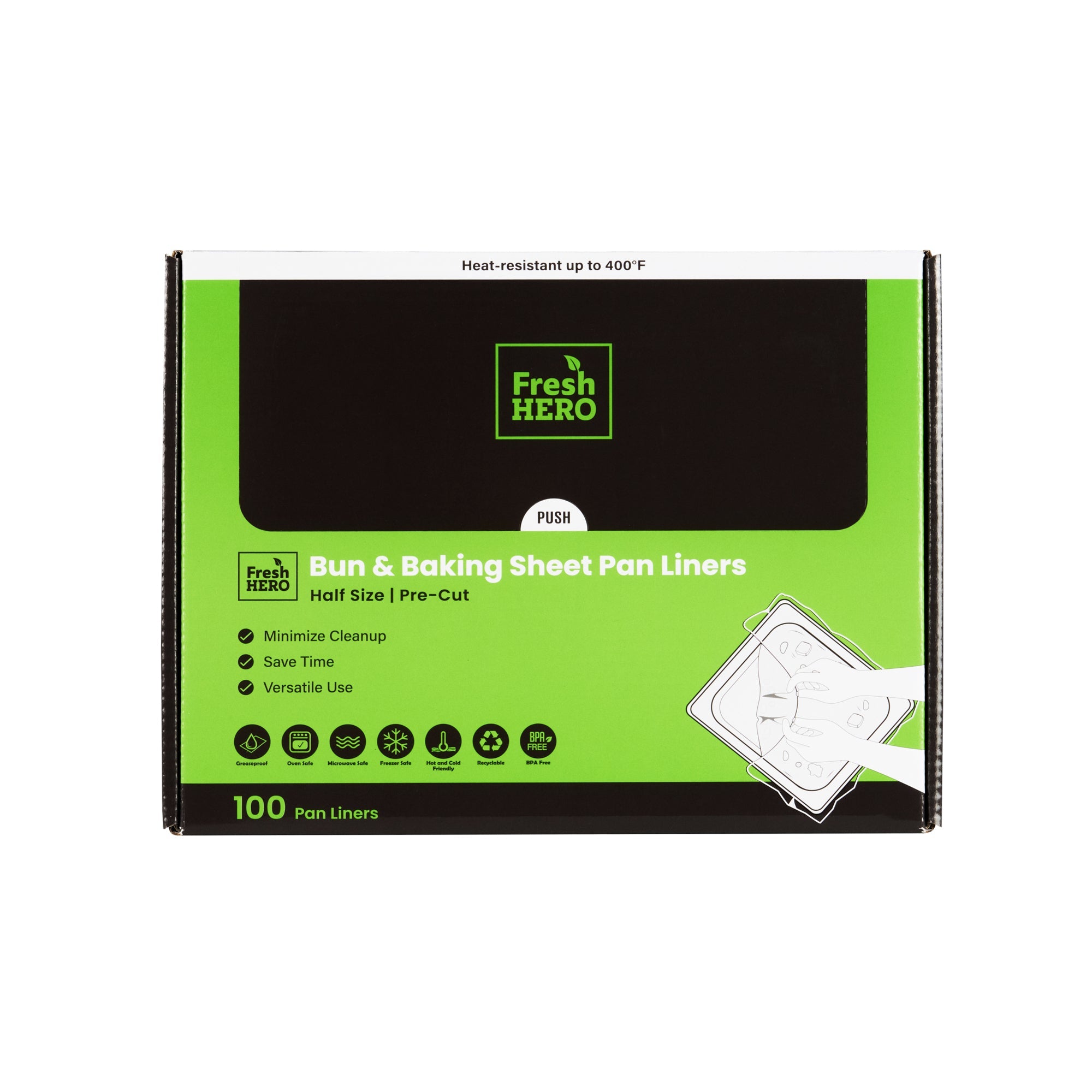 Fresh Hero Nylon Half Size Bun / Baking Sheet Pan Liner - 14 1/4" x 19" - 100 count box