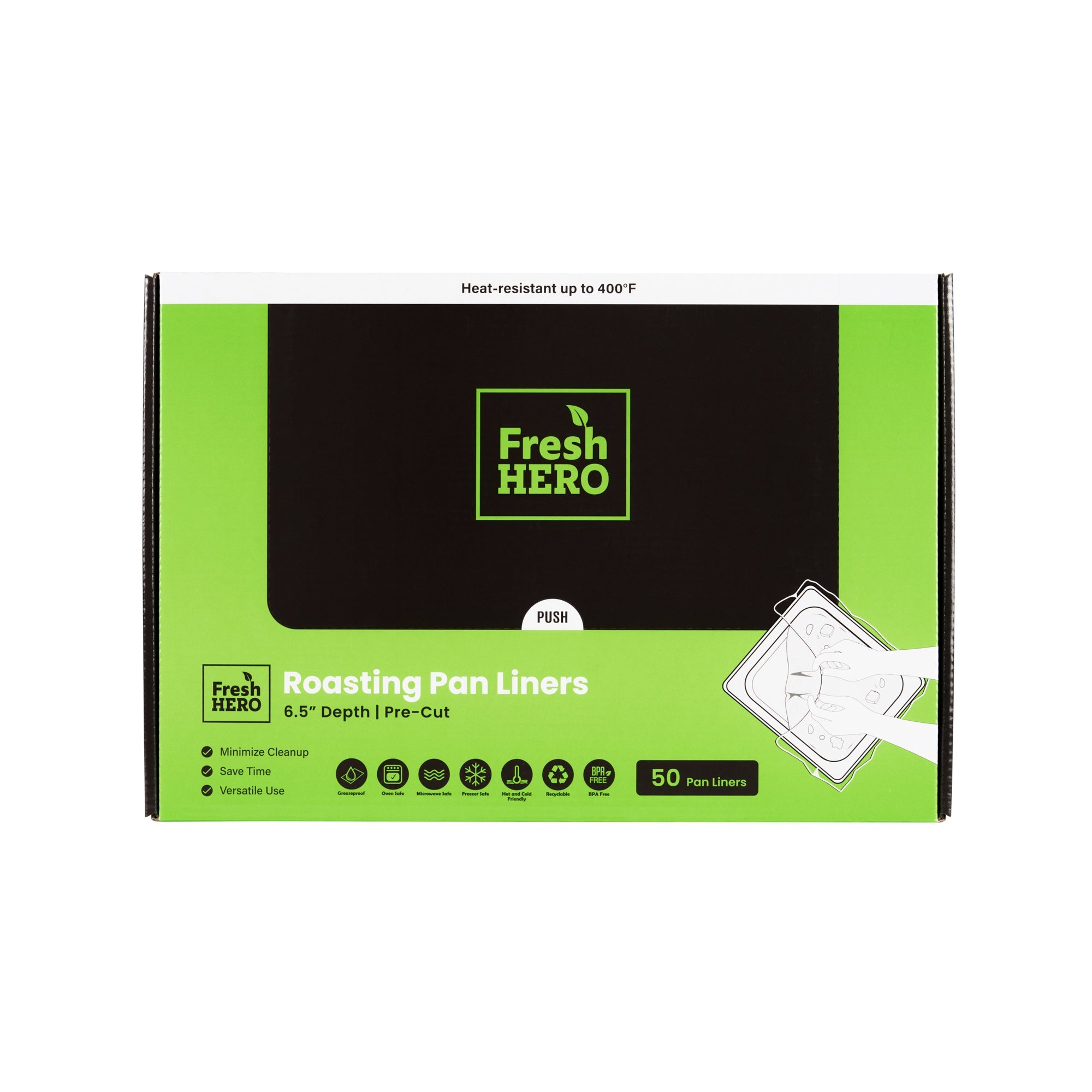 Fresh Hero Nylon Roasting Pan Liner - 6.5" Depth - 38" x 18" - 50 count box