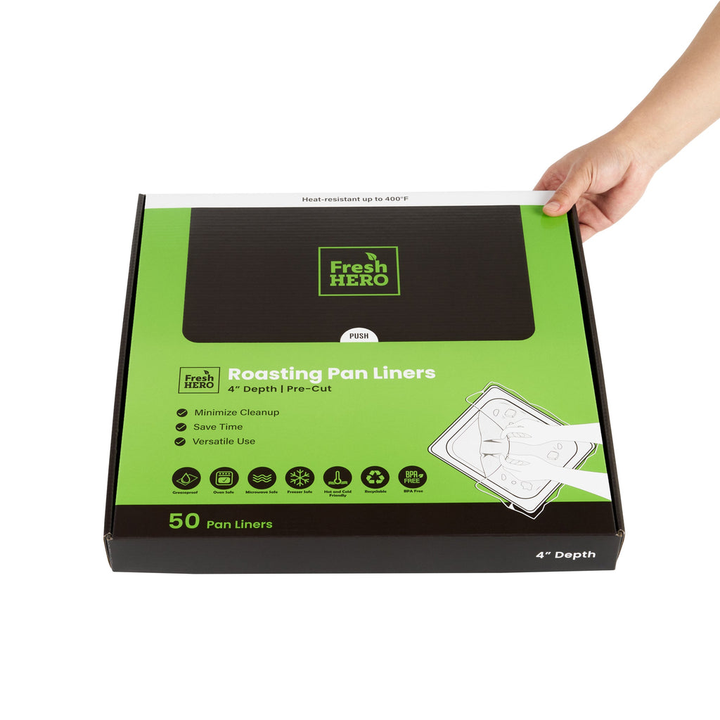 Fresh Hero Nylon Roasting Pan Liner - 4" Depth - 42" x 14" - 50 count box