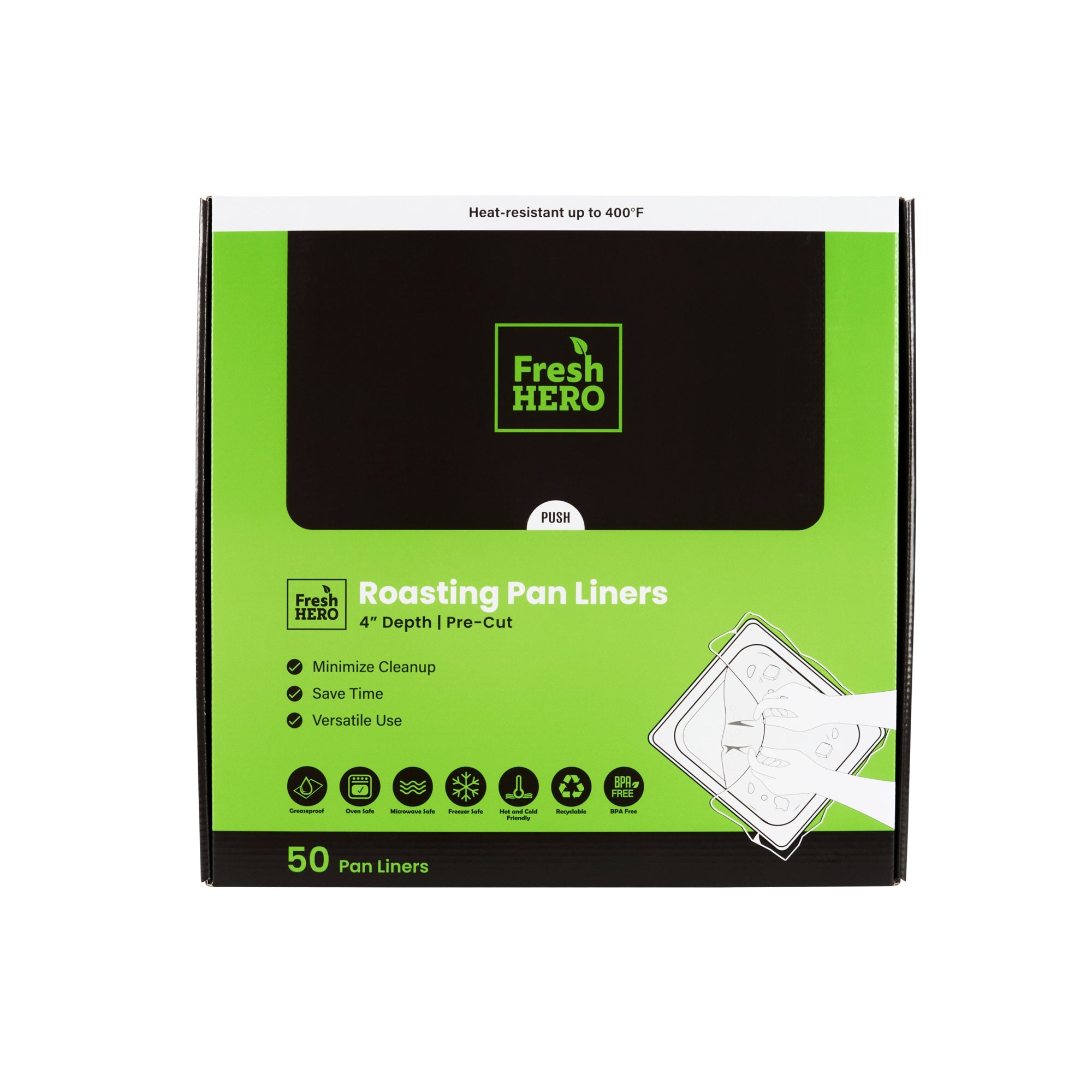 Fresh Hero Nylon Roasting Pan Liner - 4" Depth - 42" x 14" - 50 count box