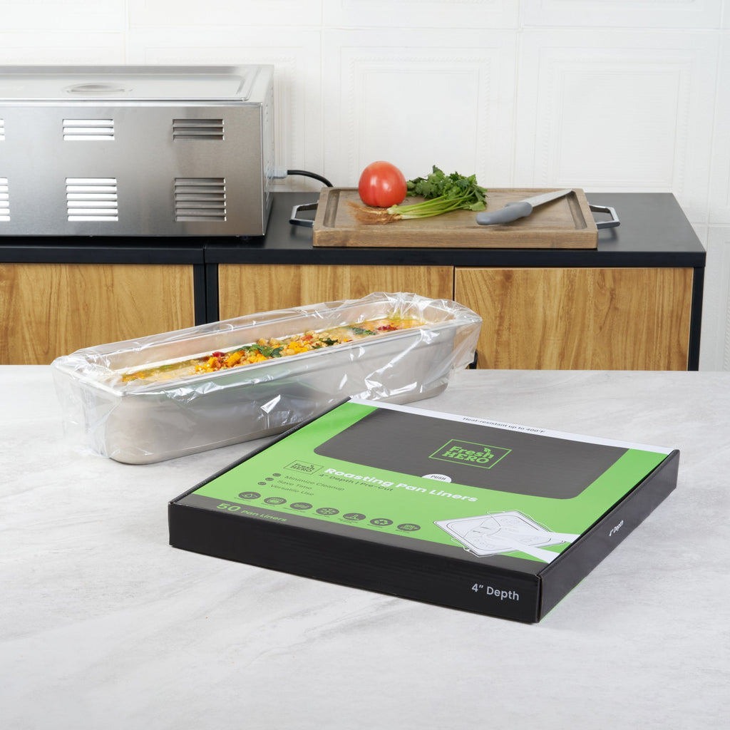 Fresh Hero Nylon Roasting Pan Liner - 4" Depth - 42" x 14" - 50 count box