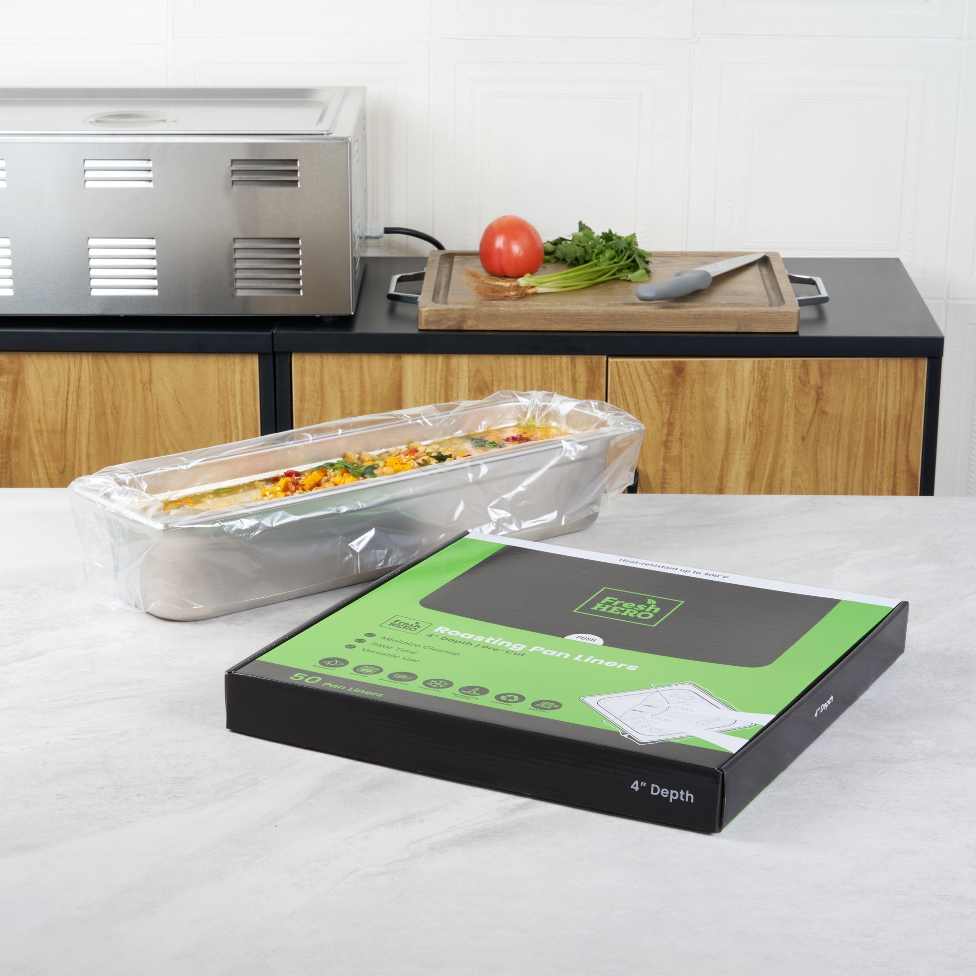 Fresh Hero Nylon Roasting Pan Liner - 4" Depth - 42" x 14" - 50 count box