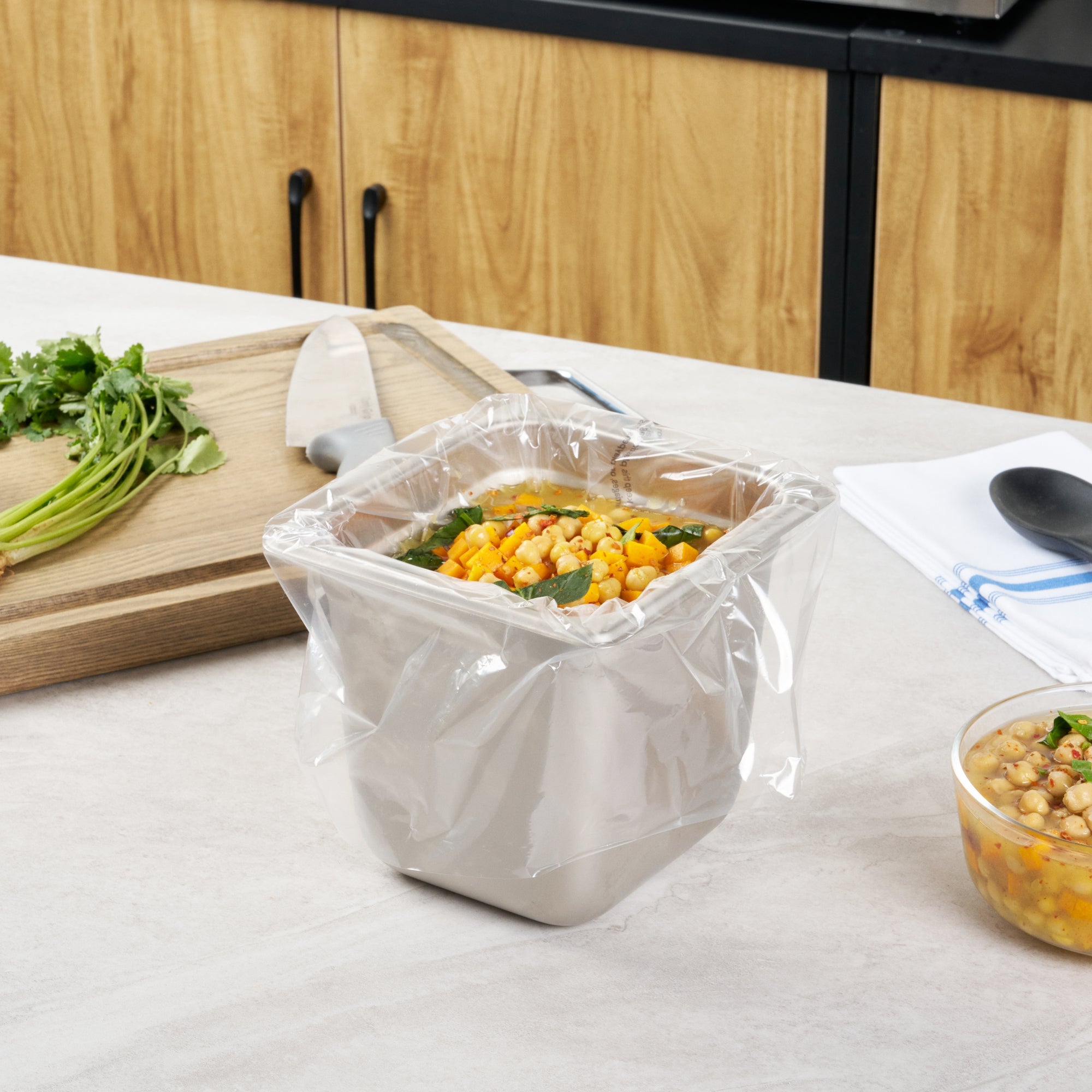Fresh Hero Nylon 1/6 Size Steam Table Pan Liner - 6" Depth - 13" x 14" - 100 count box