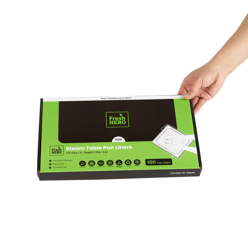 Fresh Hero Nylon 1/6 Size Steam Table Pan Liner - 6" Depth - 13" x 14" - 100 count box