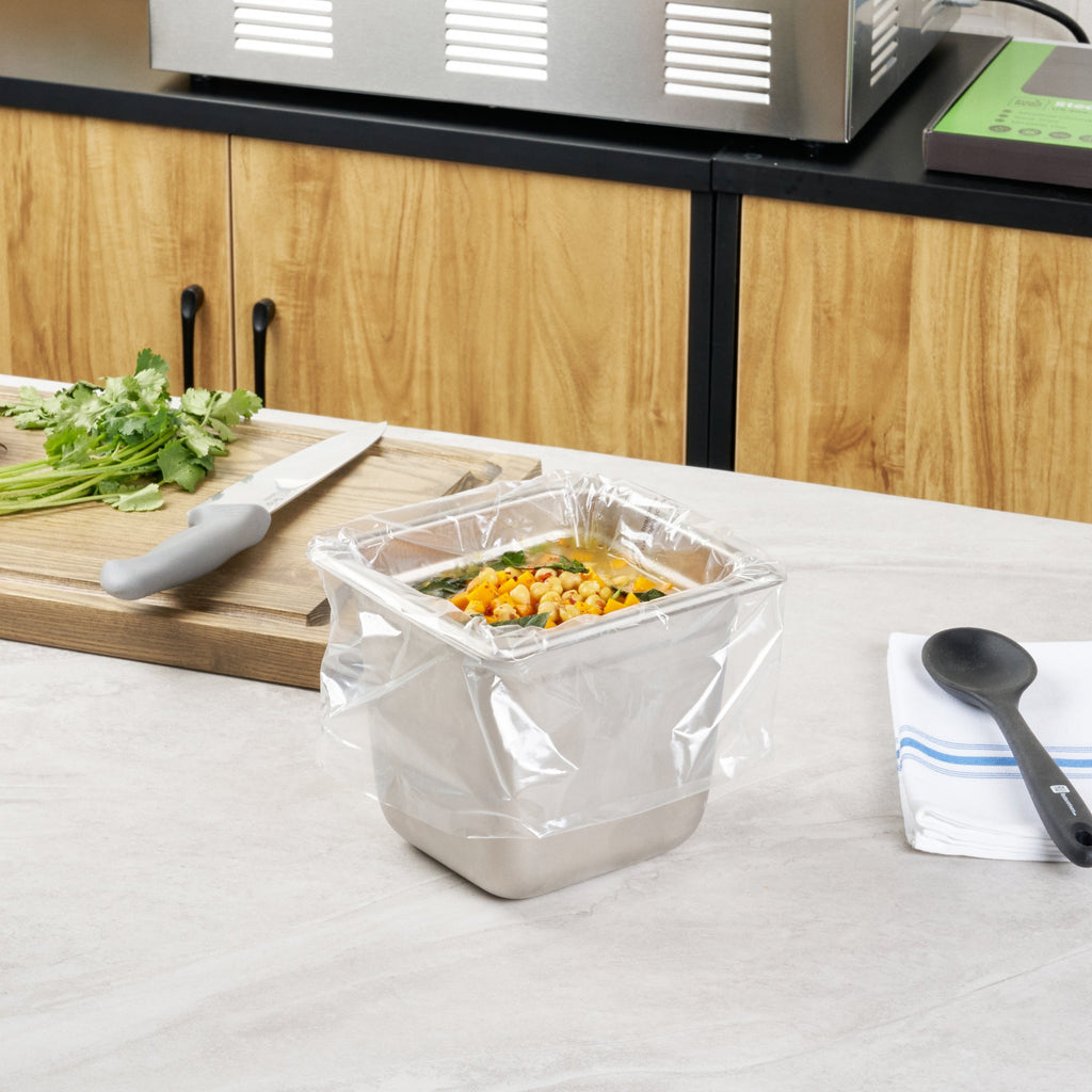 Fresh Hero Nylon 1/6 Size Steam Table Pan Liner - 8" Depth - 13" x 18" - 100 count box