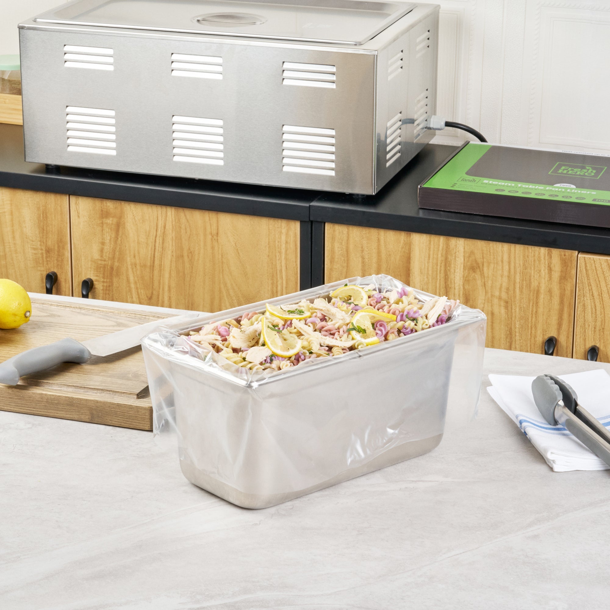 Fresh Hero Nylon 1/3 and 1/4 Steam Table Pan Liner - 4" and 6" Depth - 19" x 14" - 100 count box