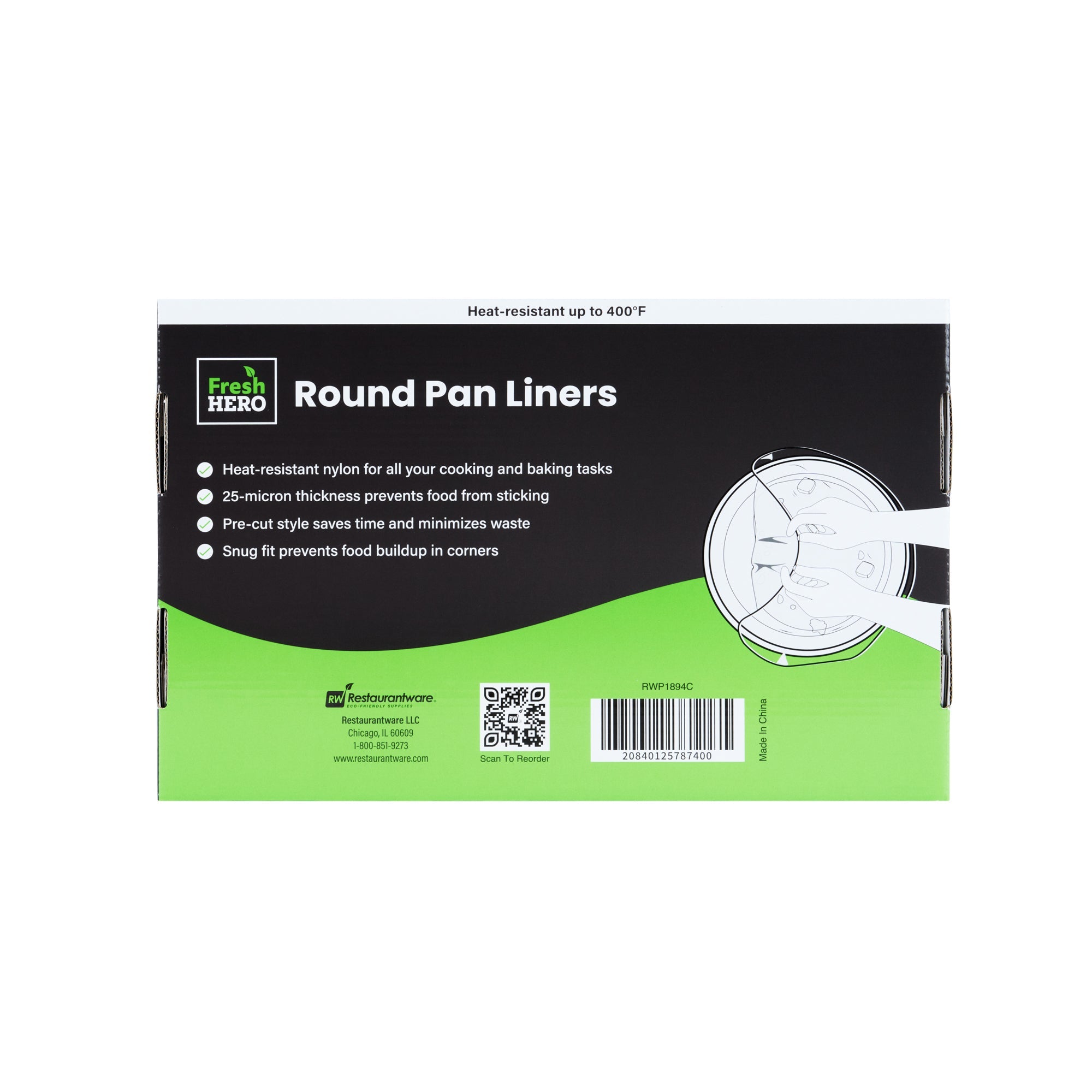 Fresh Hero Round Nylon Pan Liner - Fits 4 qt Round Pans - 12" x 15" - 100 count box