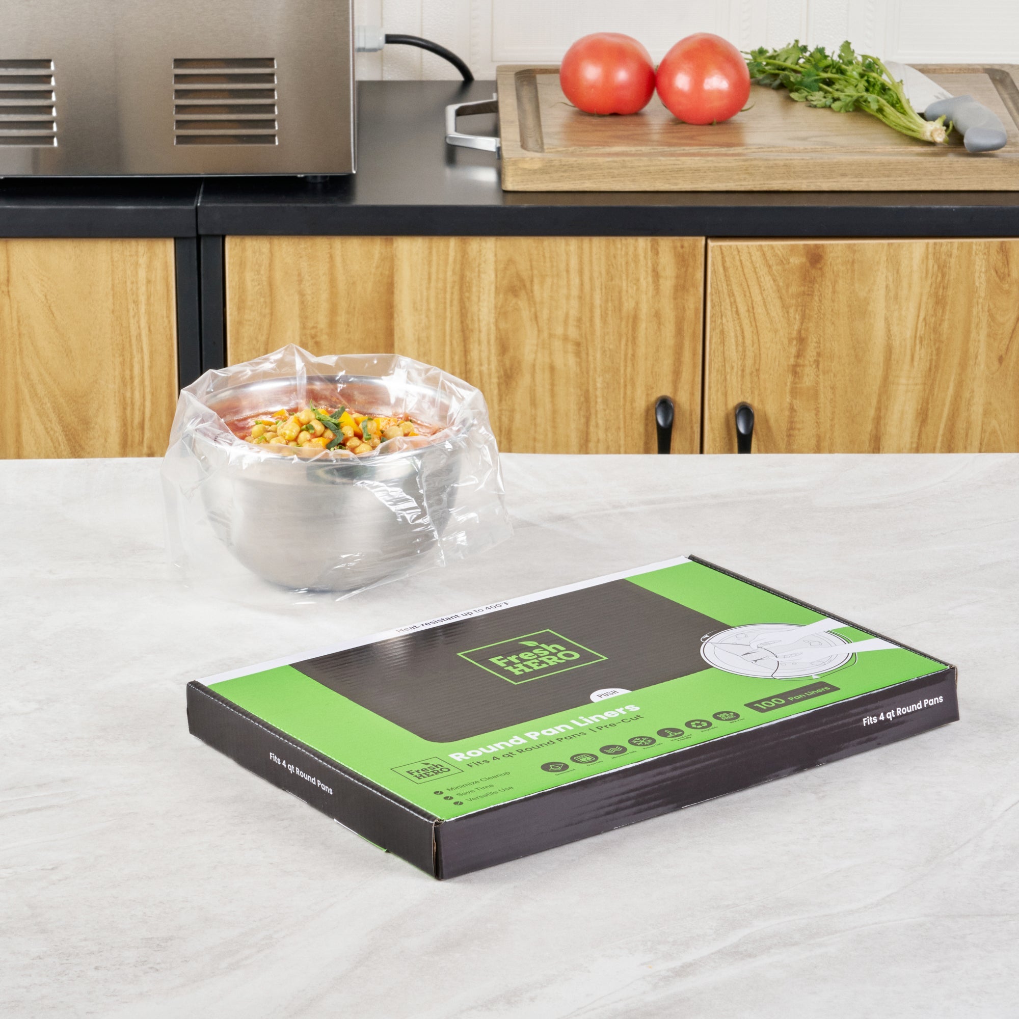 Fresh Hero Round Nylon Pan Liner - Fits 4 qt Round Pans - 12" x 15" - 100 count box