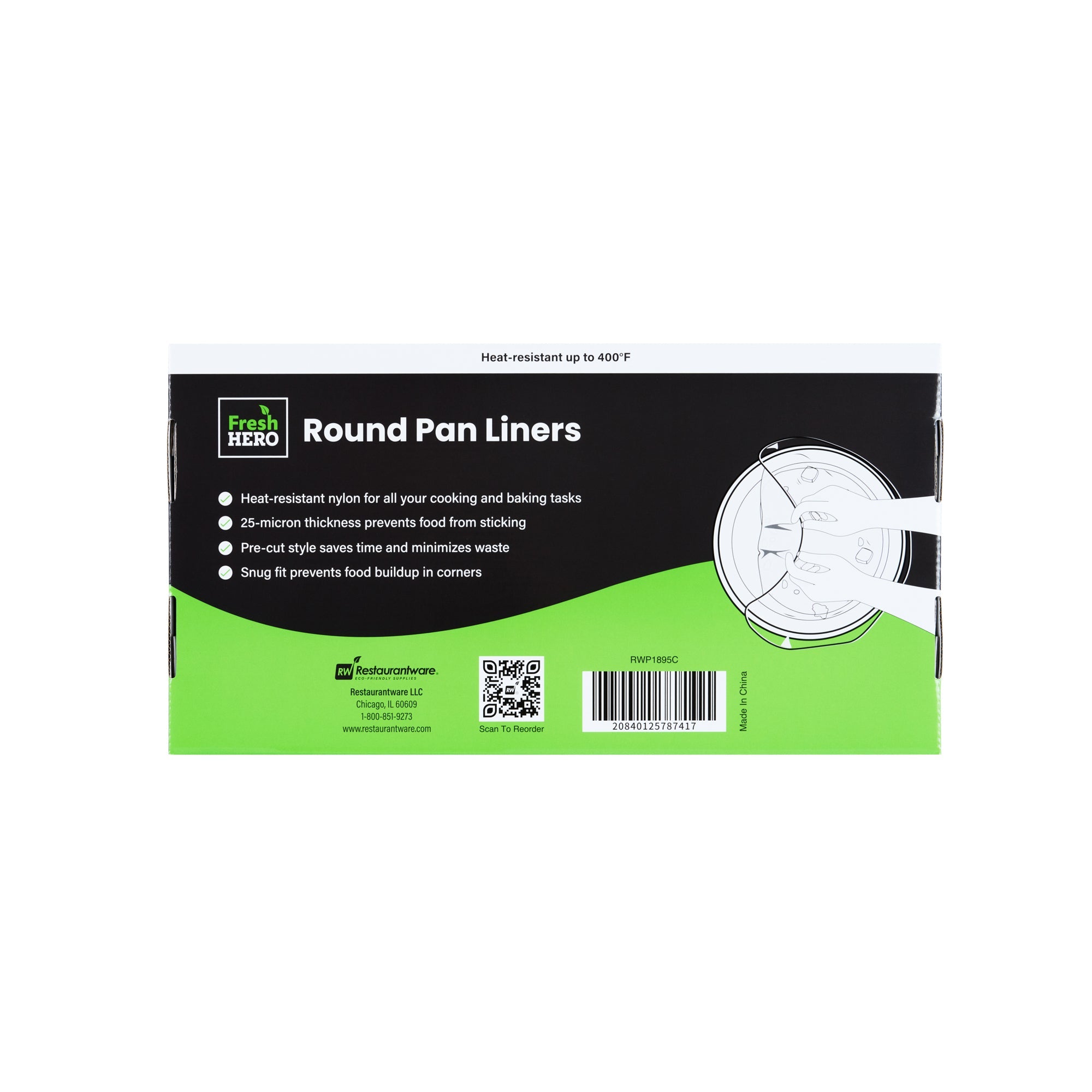 Fresh Hero Round Nylon Pan Liner - Fits 6 and 7 qt Round Pans - 15" x 15" - 100 count box