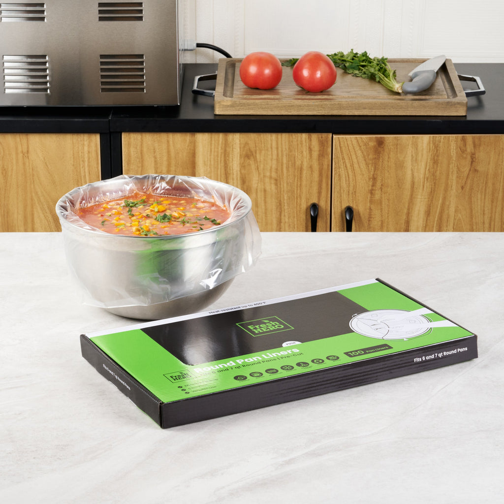 Fresh Hero Round Nylon Pan Liner - Fits 6 and 7 qt Round Pans - 15" x 15" - 100 count box
