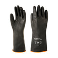Clean Tek Professional 30 mil Black Latex Chemical-Resistant Gloves - Unlined, Heavy Duty - 13 3/4" - Pair - 10 count box