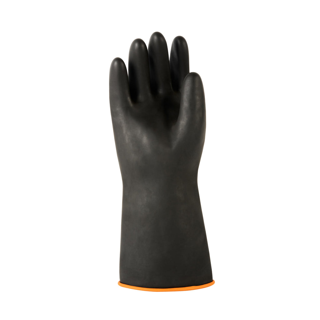 Clean Tek Professional 30 mil Black Latex Chemical-Resistant Gloves - Unlined, Heavy Duty - 13 3/4" - Pair - 10 count box
