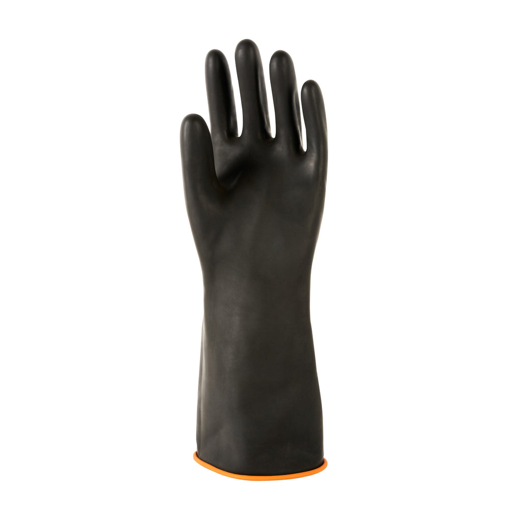 Clean Tek Professional 30 mil Black Latex Chemical-Resistant Gloves - Unlined, Heavy Duty - 13 3/4" - Pair - 10 count box