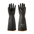 Clean Tek Professional 30 mil Black Latex Chemical-Resistant Gloves - Unlined, Heavy Duty - 17 3/4" - Pair - 1 count box