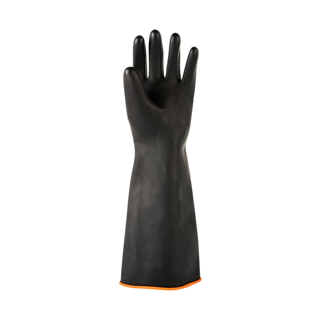 Clean Tek Professional 30 mil Black Latex Chemical-Resistant Gloves - Unlined, Heavy Duty - 17 3/4" - Pair - 1 count box