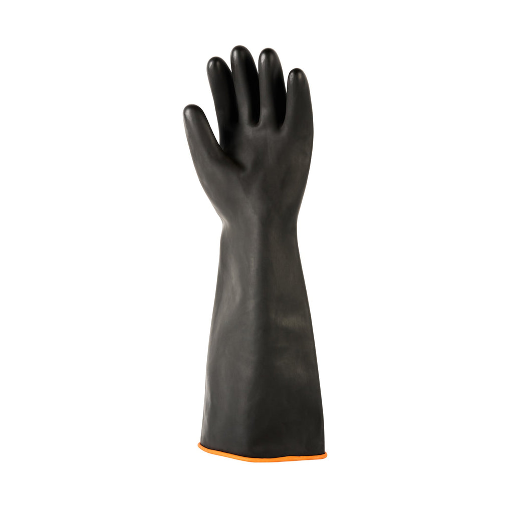 Clean Tek Professional 30 mil Black Latex Chemical-Resistant Gloves - Unlined, Heavy Duty - 17 3/4" - Pair - 1 count box