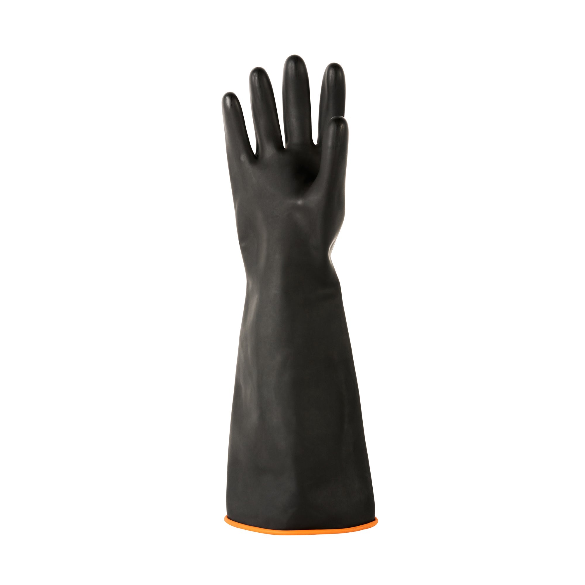 Clean Tek Professional 30 mil Black Latex Chemical-Resistant Gloves - Unlined, Heavy Duty - 17 3/4" - Pair - 10 count box