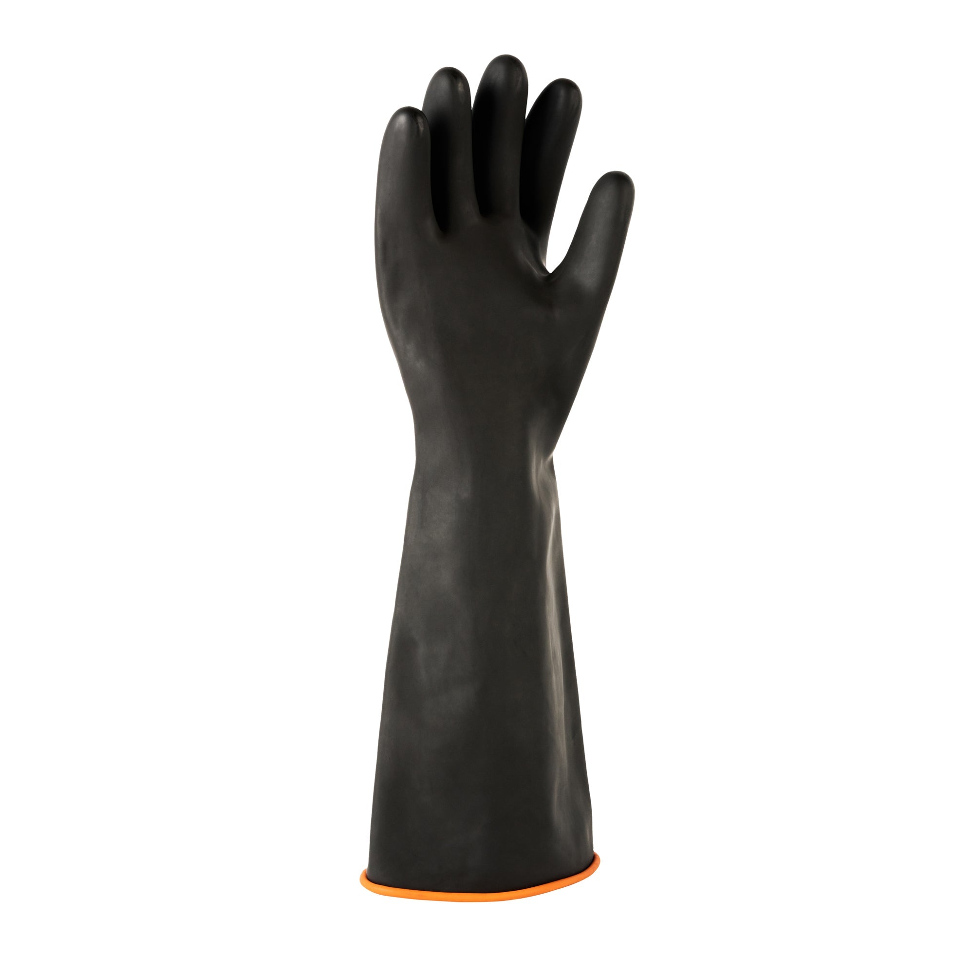 Clean Tek Professional 30 mil Black Latex Chemical-Resistant Gloves - Unlined, Heavy Duty - 17 3/4" - Pair - 10 count box
