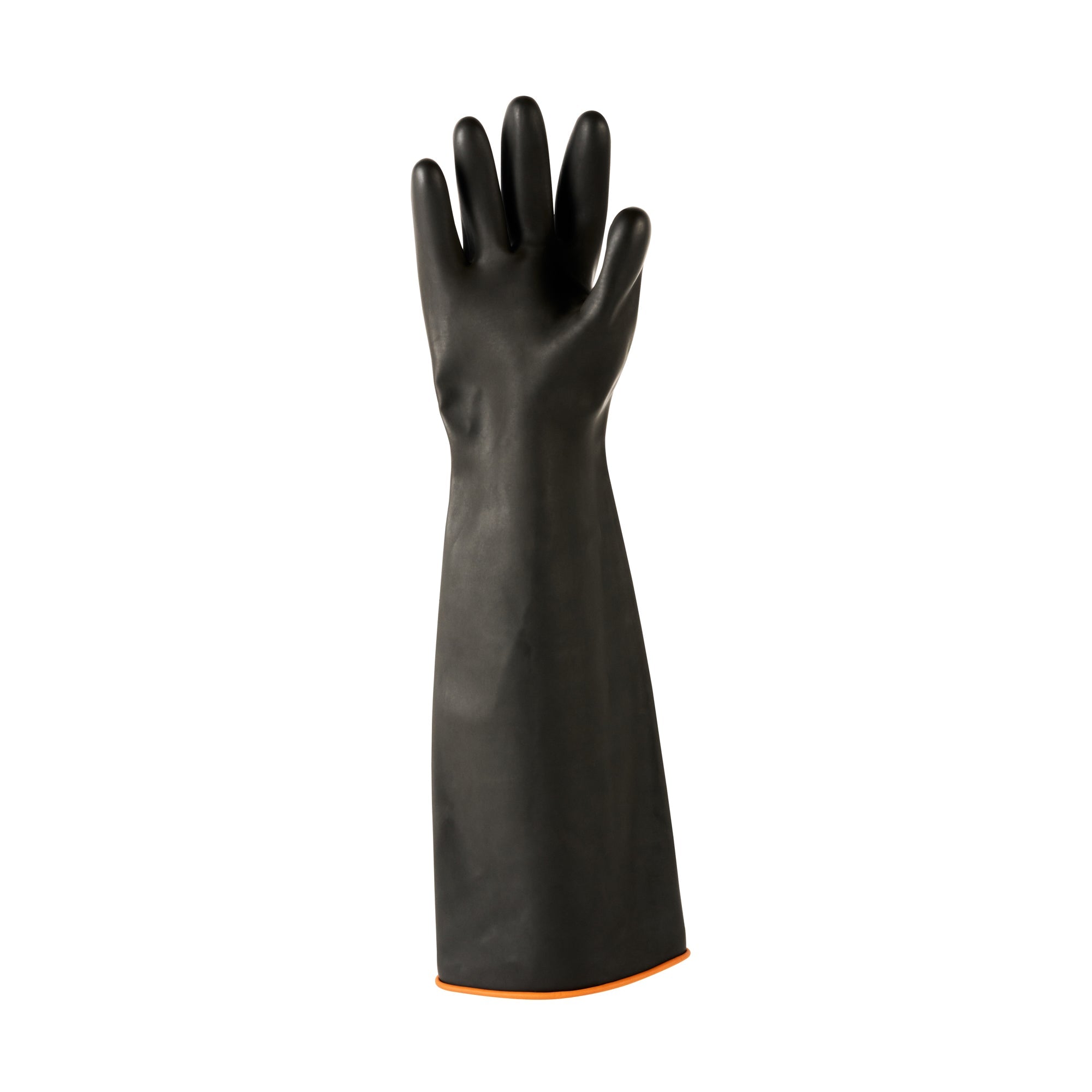 Clean Tek Professional 30 mil Black Latex Chemical-Resistant Gloves - Unlined, Heavy Duty - 21 3/4" - Pair - 1 count box