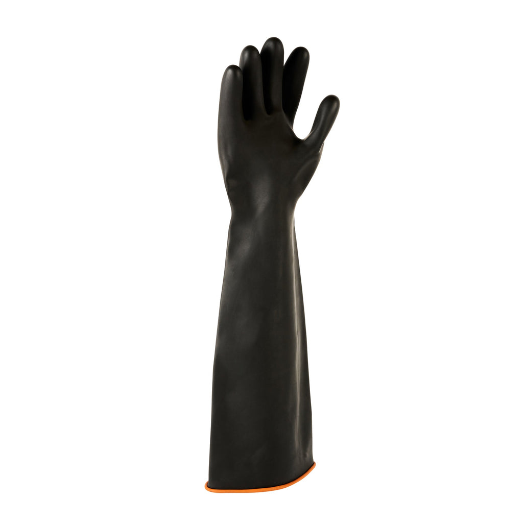 Clean Tek Professional 30 mil Black Latex Chemical-Resistant Gloves - Unlined, Heavy Duty - 21 3/4" - Pair - 1 count box